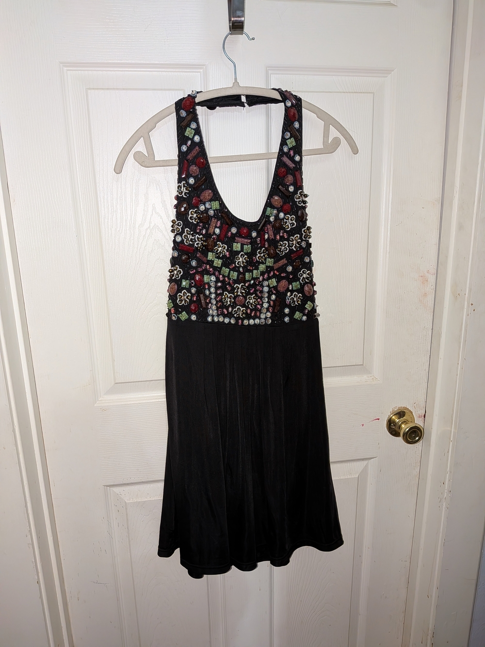 Black Brand Black Dress with Multicolor Beaded Bodice